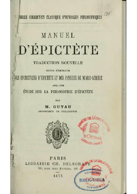 Couverture de Epictète - Manuel - trad. Guyau ed. Wikisource